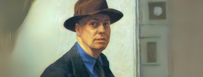 Intervenci&oacute;n IA de la pieza Autorretrato de Edward Hopper