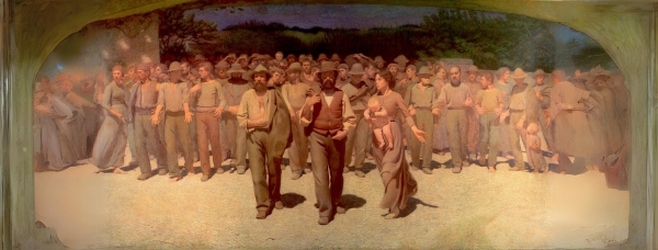 Adaptaci&oacute;n digital de "El cuarto estado" de Giuseppe Pellizza da Volpedo (1901)
