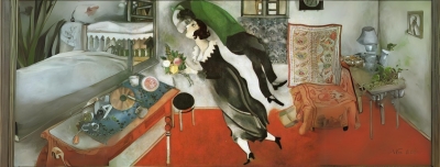 Intercención IA digital de ‘El cumpleaños’ de Marc Chagall (1915) 