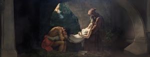 Interpretación digital de El entierro de Atala, de Anne-Louis Girodet de Roussy-Trioson (1808)